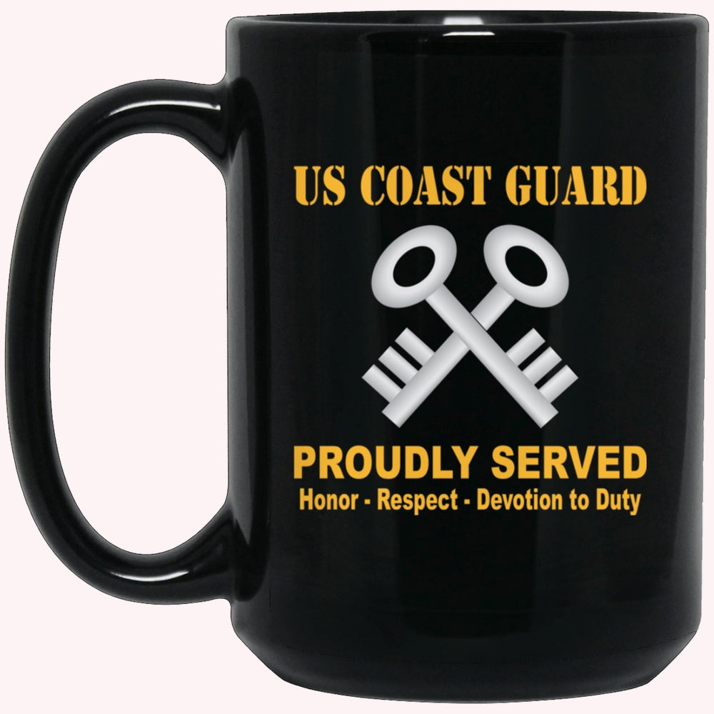 Veterans Mug, US Coast Guard Storekeeper SK Logo Proudly Served Black Mug