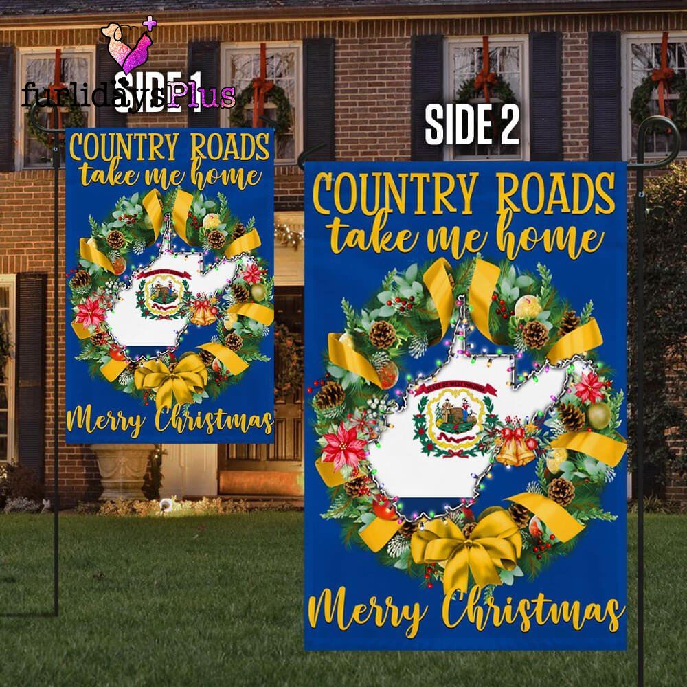 West Virginia Merry Christmas Country Roads Take Me Home Flag
