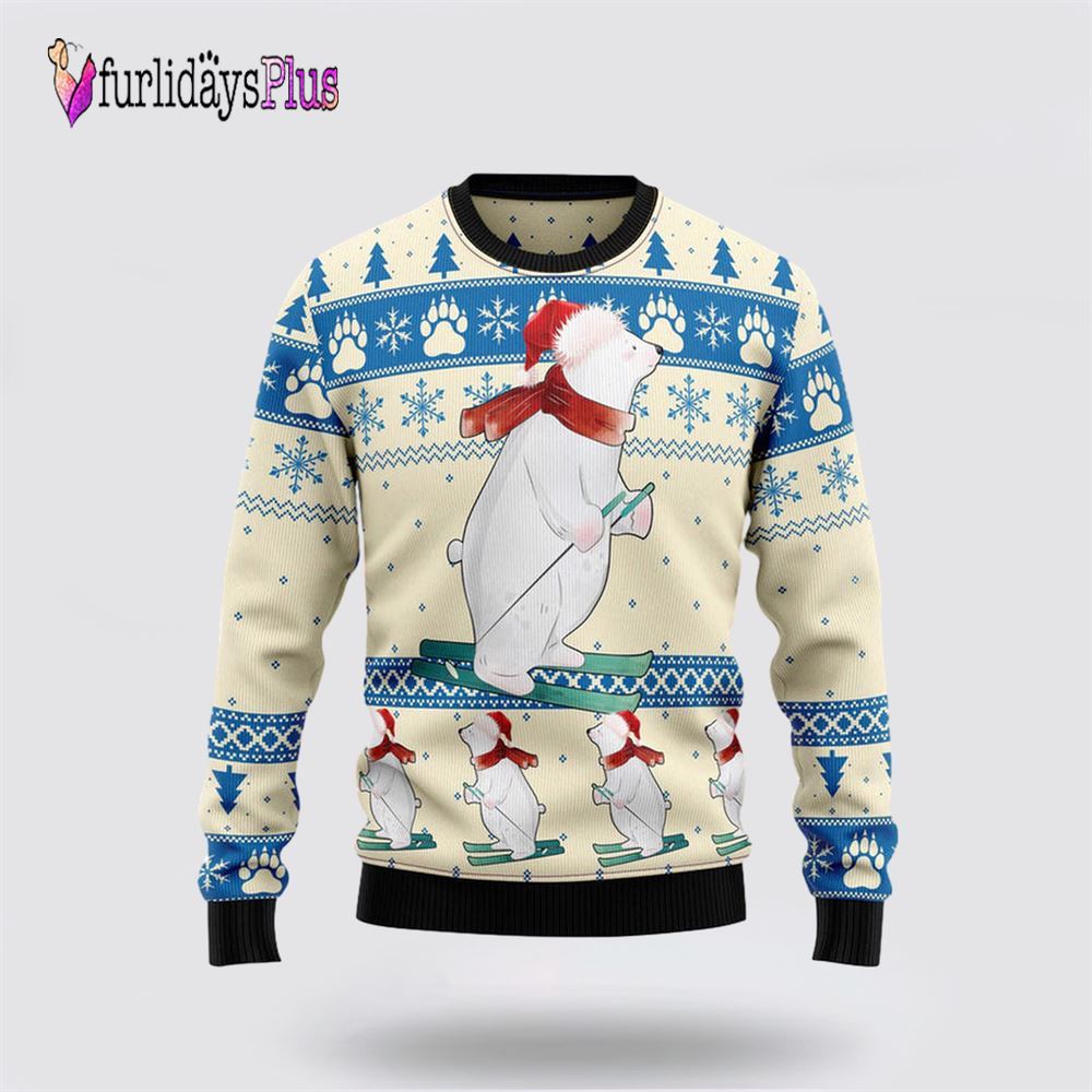 White Bear Funny Ugly Christmas Sweater, Sweater Gifts For Pet Lover