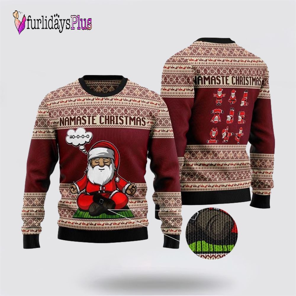 Yoga Santa Clause Ugly Christmas Sweater For Men And Women, Christmas Gift, Christmas Winter Fashion