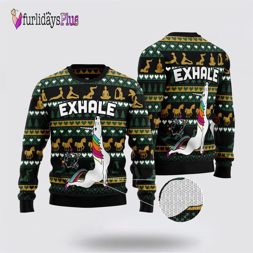 Yoga Unicorn Ugly Christmas Sweater, Best Gift For Christmas