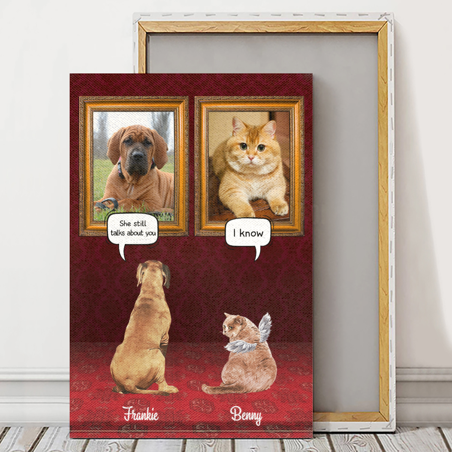 Personalized Canvas/Poster Prints For Friends/Pet Lovers - Unique Gift Custom With Your Own Photos - Pets Conversation - (Up To 4 Pets/Dogs/Cats)