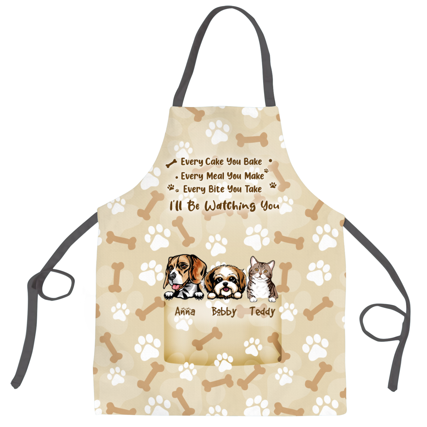 Personalized Apron for Pet Lovers - Every Cake You Bake - Choose up to 3 Pets/Dogs/Cats - Furlidays
