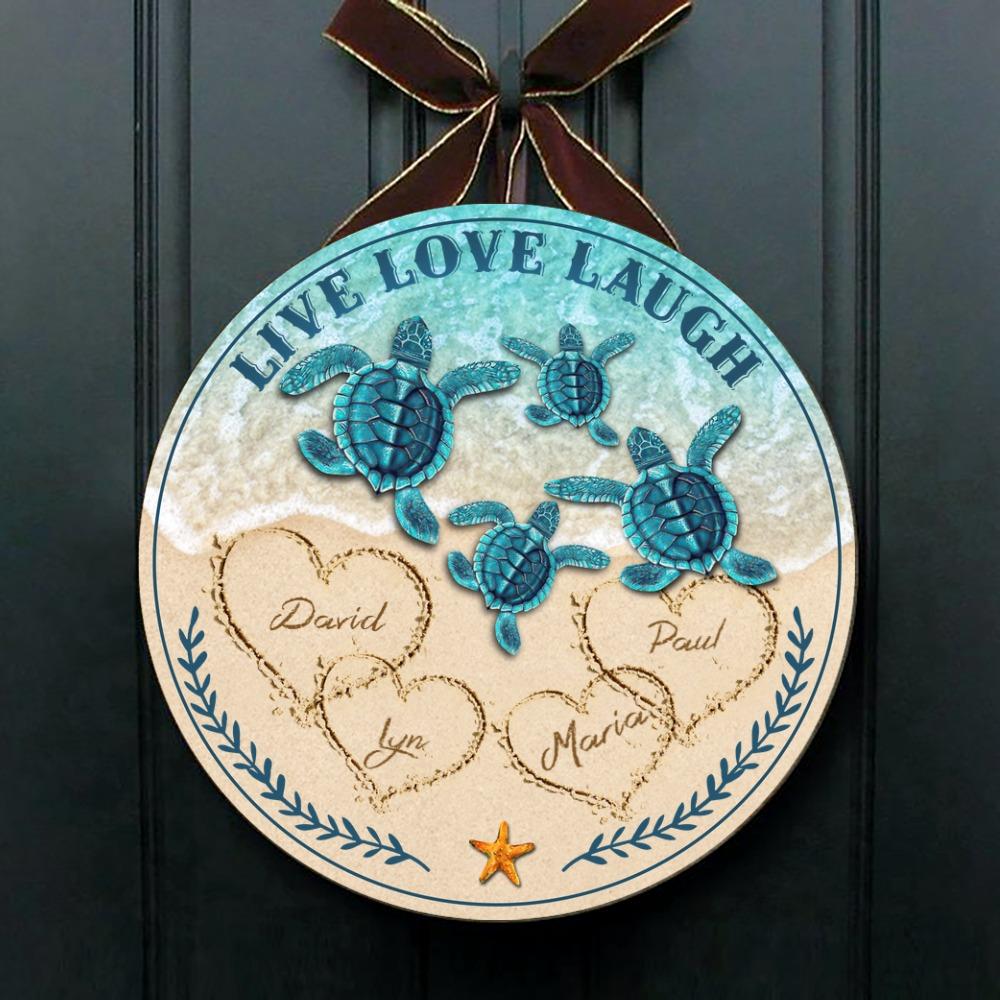 Personalized Door Sign Summer for Friends/Family Unique gift with personalized Turtle's Name Live Love Laugh - Furlidays