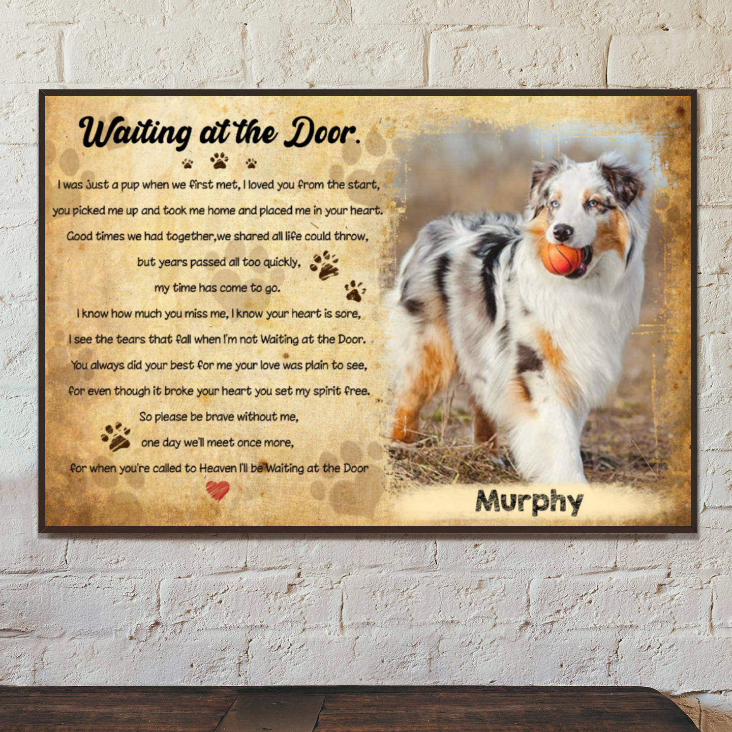 Personalized Canvas/Poster Prints For Friends/Pet Lovers - Best Gift Personalized With Your Own Photos - Waiting at the door - (Up To 4 Pets/Dogs/Cats)