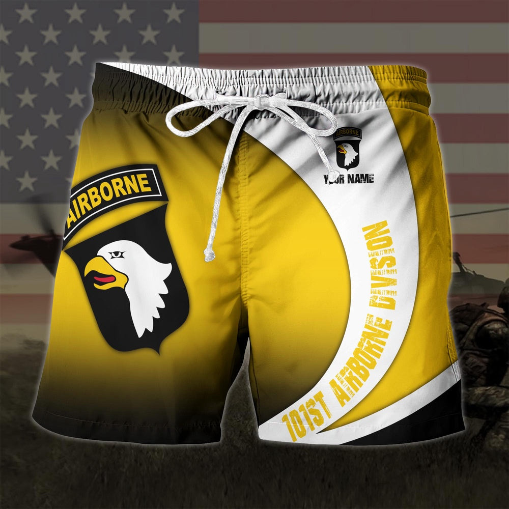 101st Airborne Division Military Custom Name Hawaiian Short, US Military Aloha, Short Military, Short Beach, Us Military Shorts