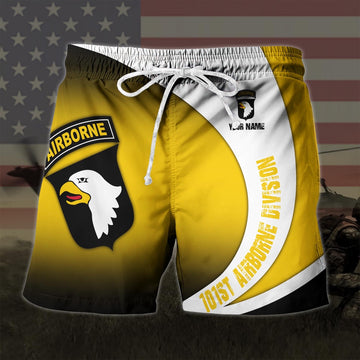 101st Airborne Division Military Custom Name Hawaiian Short, US Military Aloha, Short Military, Short Beach, Us Military Shorts