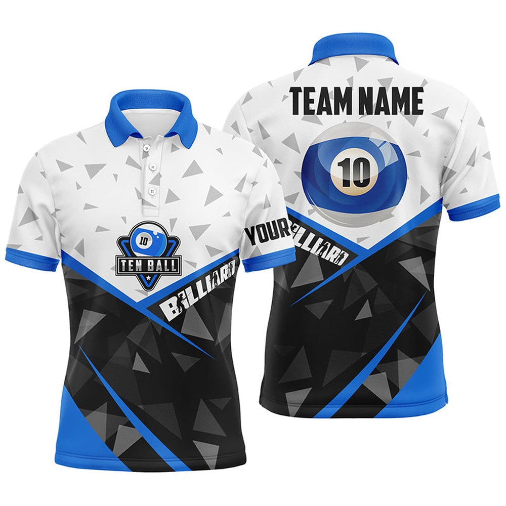 10 Ball Pool Billiard Polo Polo Shirts, Personalized Name 10 Ball Billiards Team Shirts, Billiard Team Polo Shirts