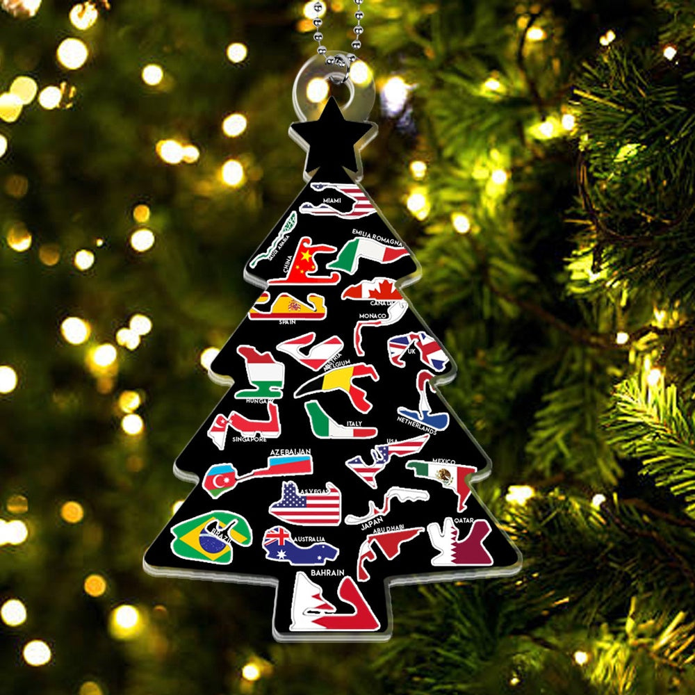 2024 Formula 1 Season Racing Tracks with Country Flags Christmas Ornament, Christmas Ornament, Xmas Decorations