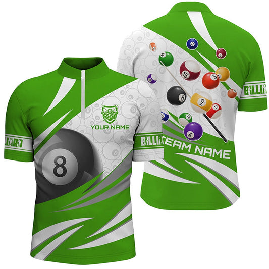 3D 8 Ball Pool Billiard Balls Custom Jersey Shirts Custom Green Billiard Jerseys, Billiard Team Jersey Shirt