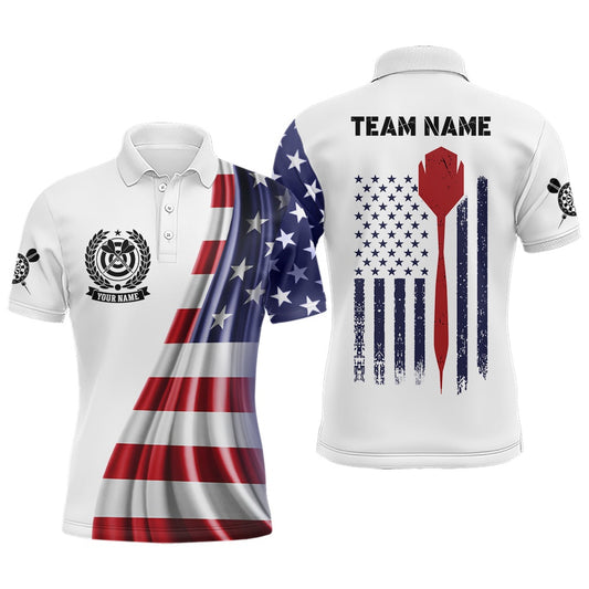3D American Flag Mens Darts Polo Shirt Custom Patriotic Darts Shirt For Men Dart Polo, Darts Team Polo Shirt