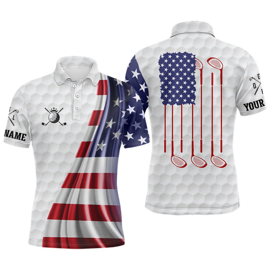 3D American Flag Mens Golf Polo Shirts Customized Patriotic Golf Tops Golfing Gifts, Golf Polo Shirts