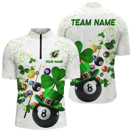 3D Billiard Balls Luckiest Shamrock Jersey Shirt Custom Patrick Day Billiard Shirt, Billiard Team Jersey Shirt