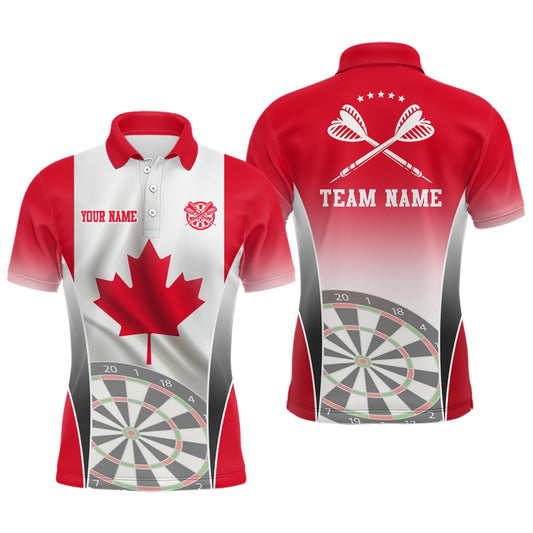 3D Canadian Flag Patriotic Darts Men Polo Shirt Personalized Dart Shirts Canada For Men, Darts Team Polo Shirt