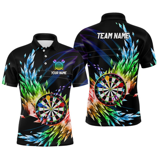 3D Colorful Frozen Ice Men Darts Polo Shirts Personalized Dartboard Darts Attire Polo For Team, Darts Team Polo Shirt