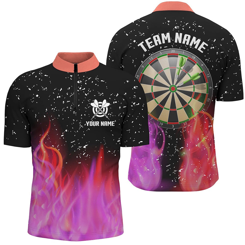 3D Red And Pink Fire Dartboard Men Darts Jerseys Shirts Custom Dart Jerseys For Team, Darts Team Jersey Shirt