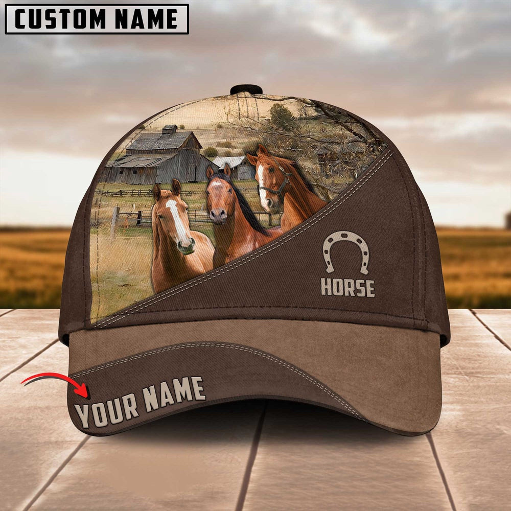3 Horses Customized Name Cap, Farmer Cap, Vintage Farmer Hat, Mens Farmer Hats, Cap For Farmers