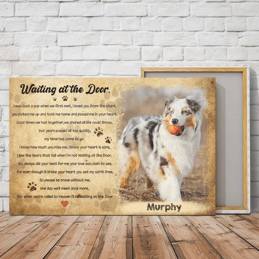 Custom Canvas Prints Poster Printing for Dog Lovers, Memorial Gift with your own photos up to 4 photos - Waiting at the door