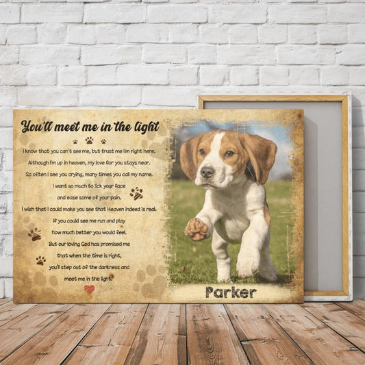 Custom Poster Canvas for Dog Lovers, Best Gift with your own photos (up to 4 photos) - You'll meet me in the light