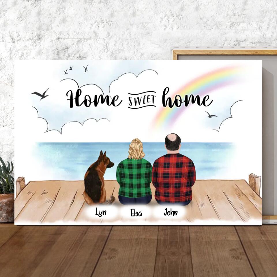 Custom Canvas/Poster Prints for Family/Pet Lovers - Unique Gift Personalized With Dogs/Cats breed & Names - Mom Dad with Pets - Life is better with fur babies - (Up to 5 Dogs/Cats/People) - Furlidays