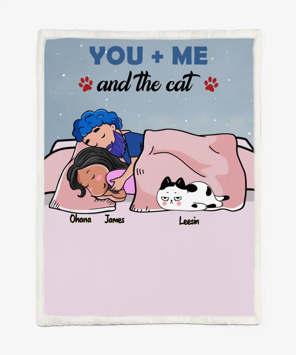 Personalized Pet Blanket for Couples Pet Lovers - Cute Gift - You Me and the Pets - Up to 9 Dogs Cats