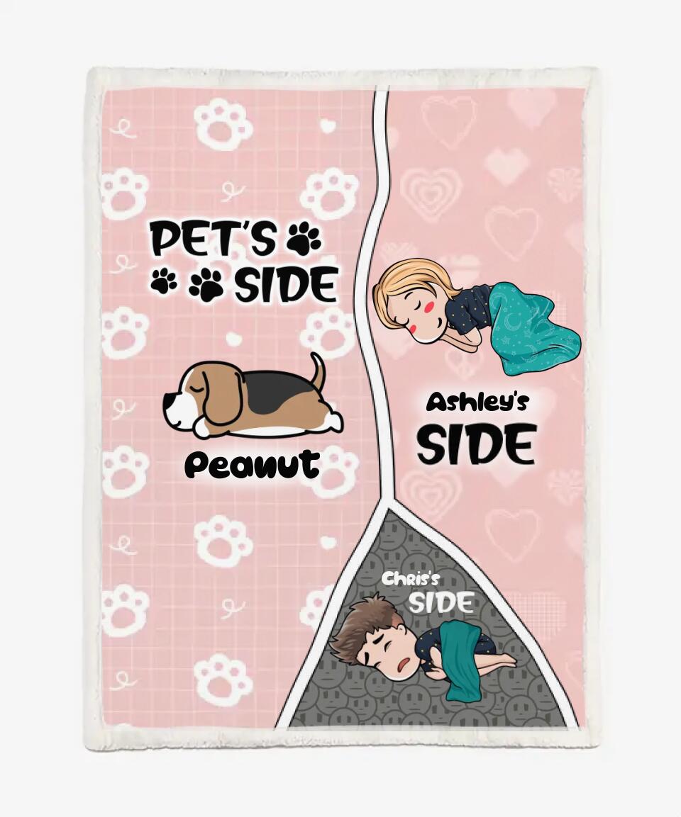 Personalized Dog Cat Blanket - Custom Blanket - Dog Cat Pet's Side - Up To 6 Pets