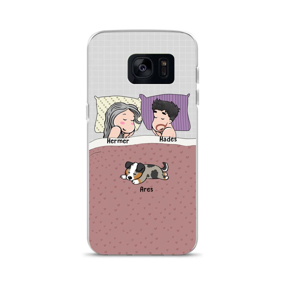 Custom Phone Case for Pet Lovers - Amazing Gift With Personalized Names, Dogs, Cats - Dad & Mom With Up To 6 Lazy Pets