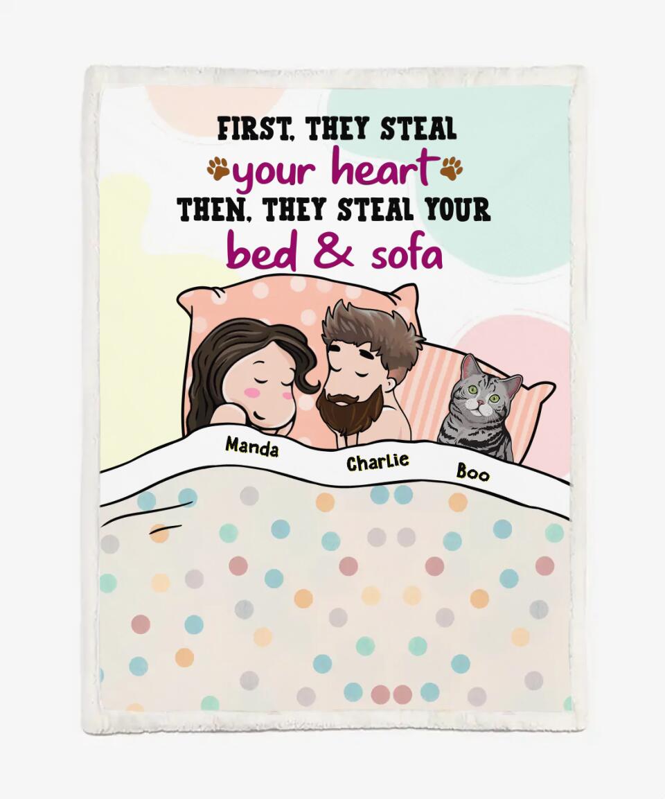 Custom Blanket For Couples Pet Lovers - Best Gifts - Official Sleep Blanket - Up to 7 Pets
