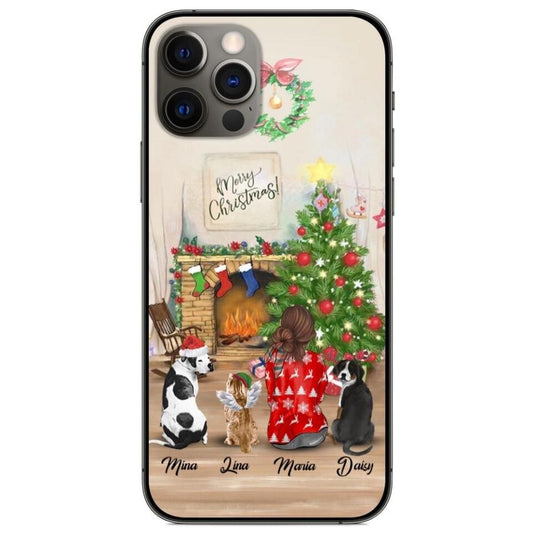 Personalized Christmas Phone Case For Pet Lovers - Best Gift - Dad Or Mom with Pets - Choose Up To 3 Pets