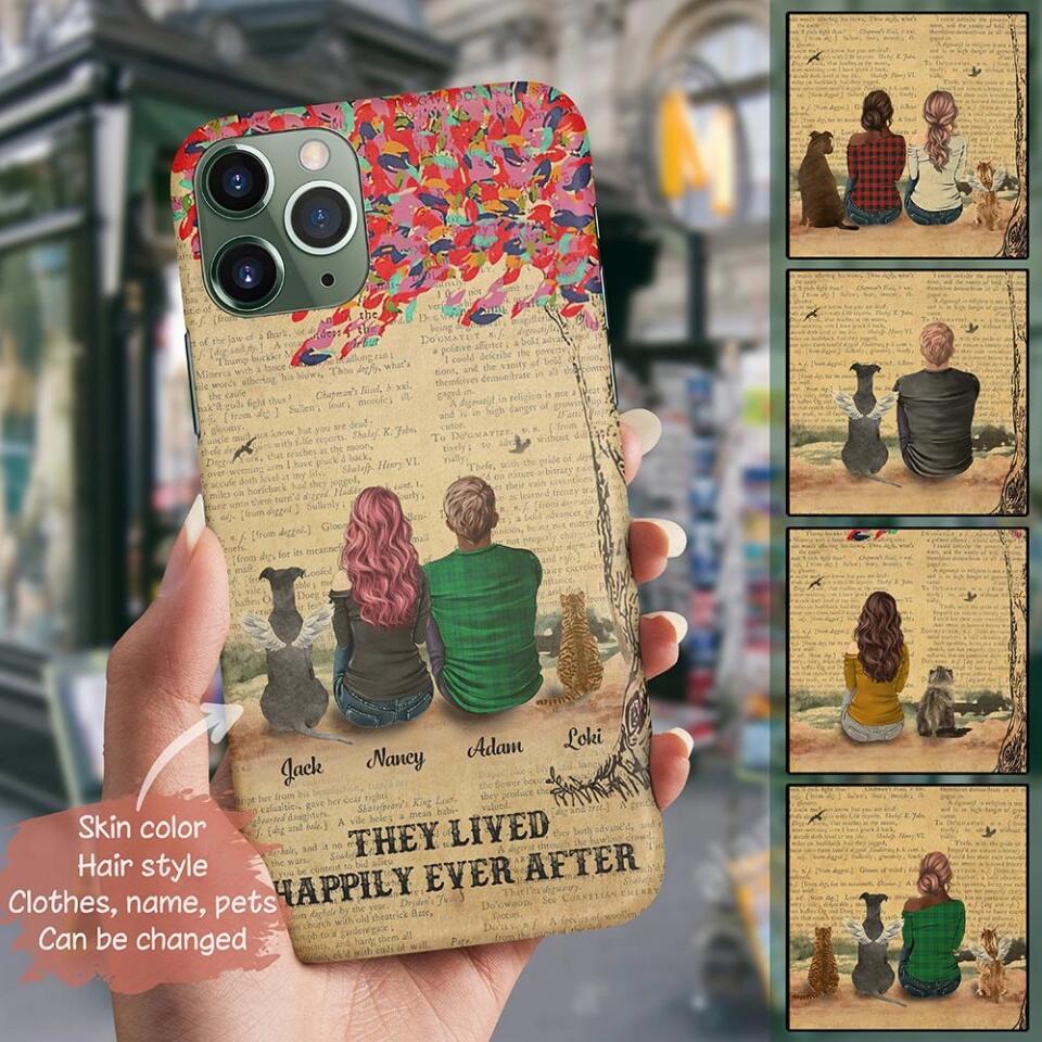 Personalized Creative Phone Case For Pet Lovers - Funny Gift With Custom Dogs Cats breed & Names - They lived happily ever after - One Dad and One Mom