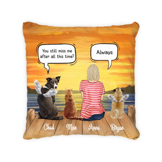 Personalized Pillow for Pet Lovers - Mom's Conversation with Pets - Choose up to 3 Pets Dogs Cats Rabbits (Print on both sides)