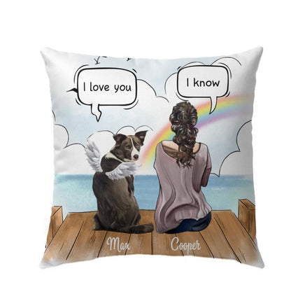 Personalized Pillow for Pet Lovers - Mom's Conversation with Pets - Choose up to 3 Pets Dogs Cats Rabbits (Print on both sides)