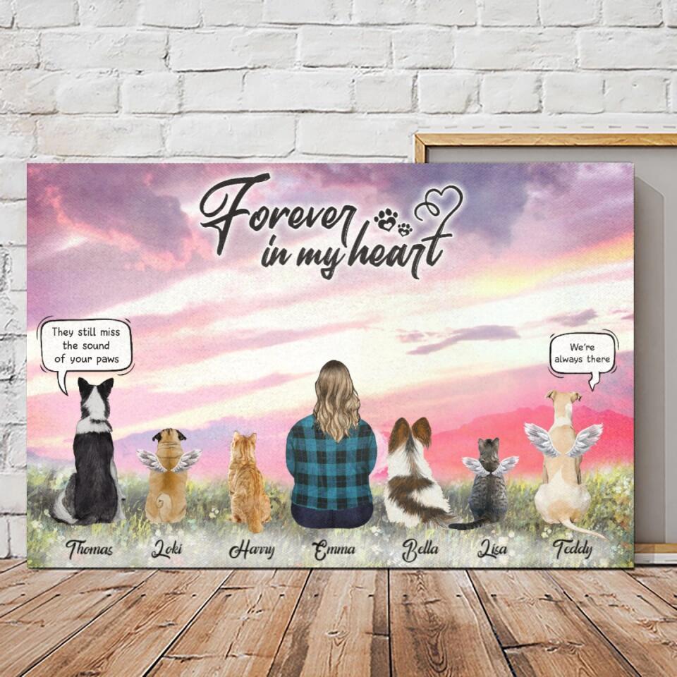 Personalized Canvas Poster Prints For Friends Pet Lovers - Unique Gift Custom With Dogs Cats Breed & Names - One Mom with Pets Conversation - Life is better with fur babies - Up To 6 Pets