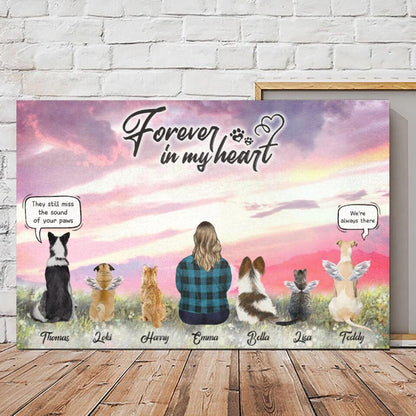 Personalized Canvas Poster Prints For Friends Pet Lovers - Unique Gift Custom With Dogs Cats Breed & Names - One Mom with Pets Conversation - Life is better with fur babies - Up To 6 Pets