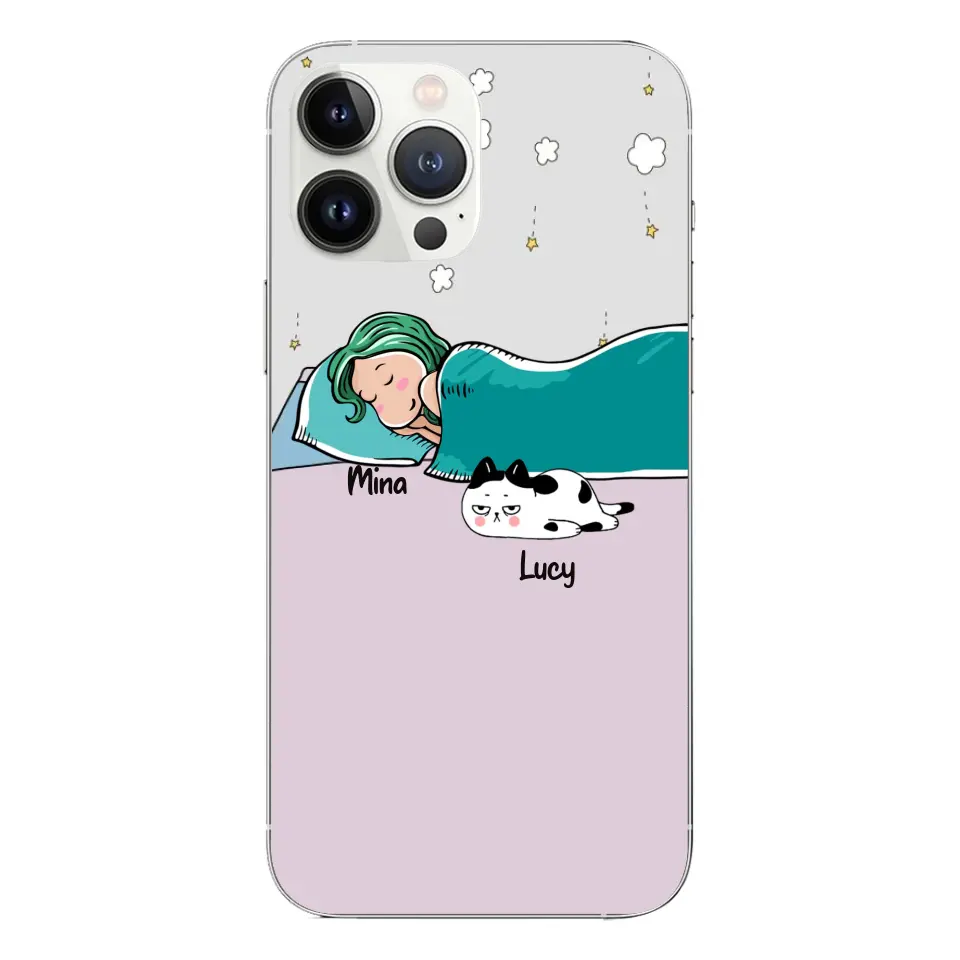 Custom Phone Case For Pet Lovers - Best Gift With Custom Names, Dogs, Cats - Mom/Dad with Lazy Pets - Up To 9 Pets/Dogs/Cats - Furlidays