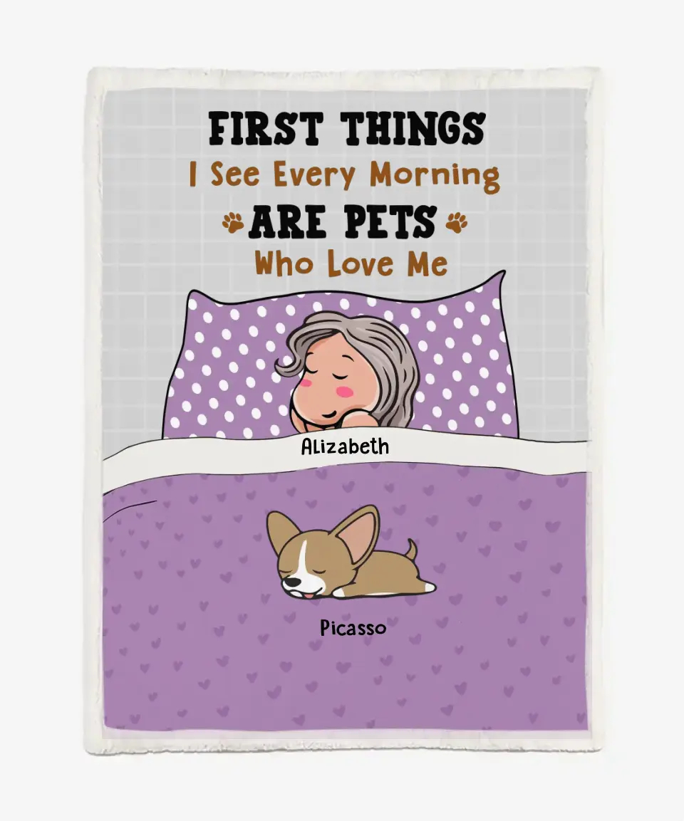 Personalized Blanket For Dog Cat Lovers - Funny Gift with Personalized Name Dad Mom - Up to 7 Pets