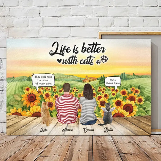 Custom Canvas/Poster Prints for Family/Pet Lovers - Unique Gift Personalized With Dogs/Cats breed & Names - Mom Dad with Pets - Life is better with fur babies - (Up to 5 Dogs/Cats/People)