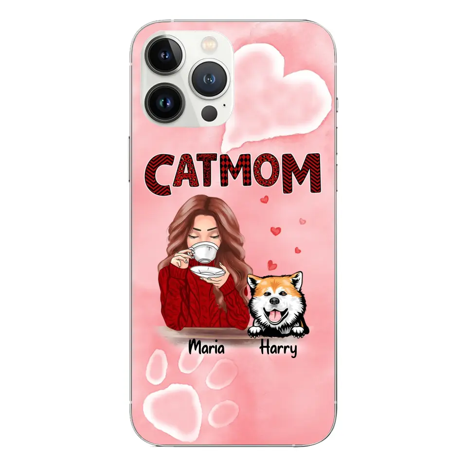 Custom Phone Case For Girlfriend - Unique Gift With Personalized Pets - Pet Mom With Dogs Cats