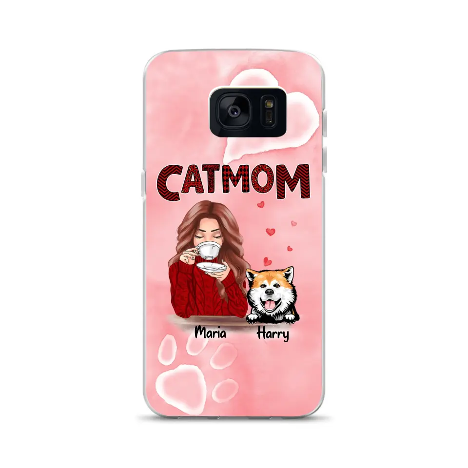 Custom Phone Case For Girlfriend - Unique Gift With Personalized Pets - Pet Mom With Dogs Cats