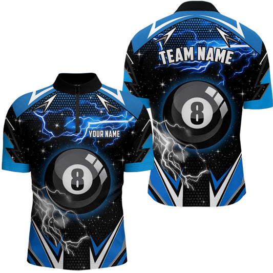 8 Ball Pool Billiard Jerseys Custom Blue Jersey Shirt Team League Billiard Shirts, Billiard Team Jersey Shirt