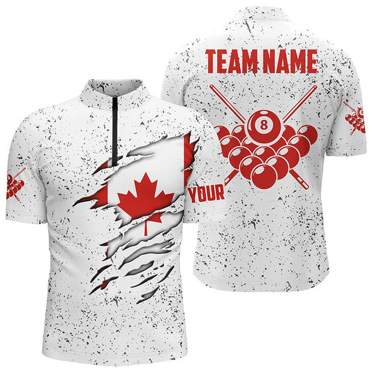 8 Ball Pool Canadian Flag Custom Billiard Men's Shirts, 8 Ball Pool Jerseys Shirts, Billiard Team Jersey Shirt