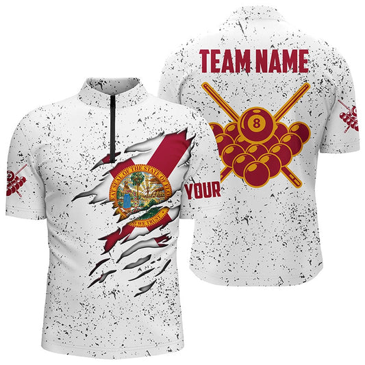 8 Ball Pool Florida Flag Personalized Billiard Jersey Shirts 8 Ball Pool Shirts, Billiard Team Jersey Shirt