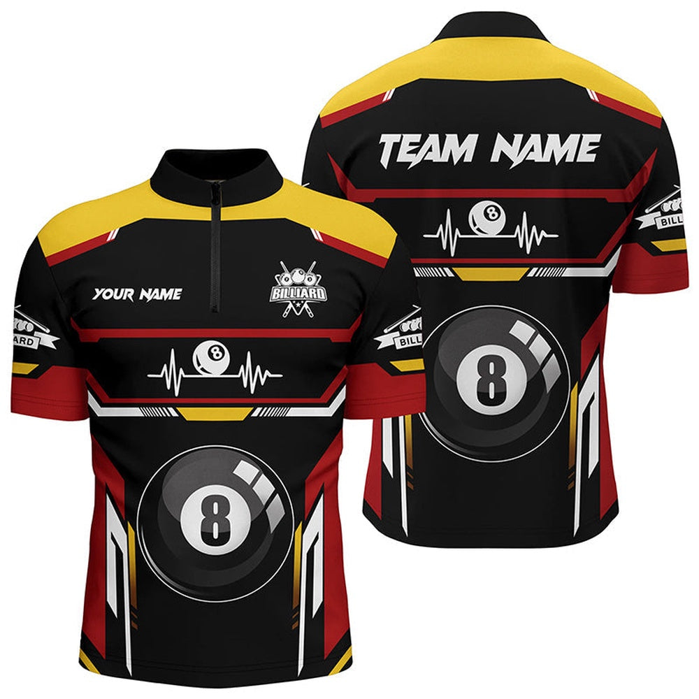 8 Ball Pool Heartbeat Billiard Jersey Shirts Custom Name Billiard Jerseys Shirts, Billiard Team Jersey Shirt