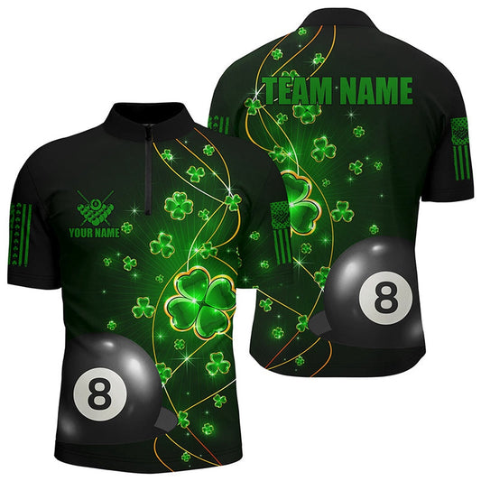 8 Ball Pool Luckiest Shamrock Jersey Shirt Custom St Patrick Day Billiard Shirts, Billiard Team Jersey Shirt