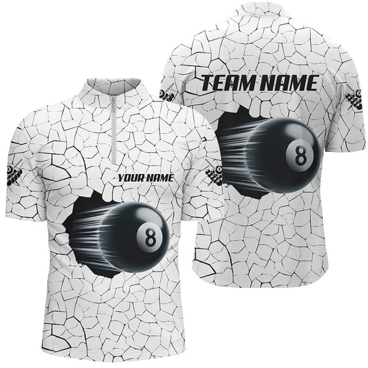 8 Ball Pool Magic White Crack Pattern Custom Jersey Shirt, Unique Billiard Shirts, Billiard Team Jersey Shirt