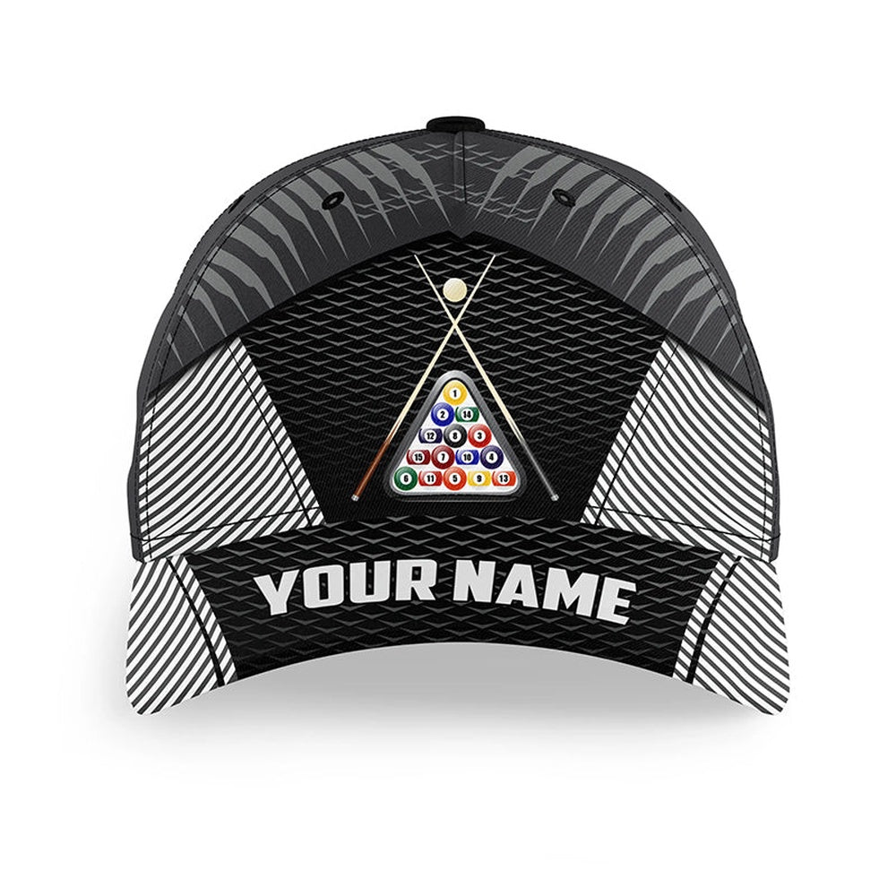 8 Ball Pool Sport Black 3D Billiard Hats Cap, Custom Billiard Balls Top Hat Billiards, Personalized Billiard Team Cap Hats