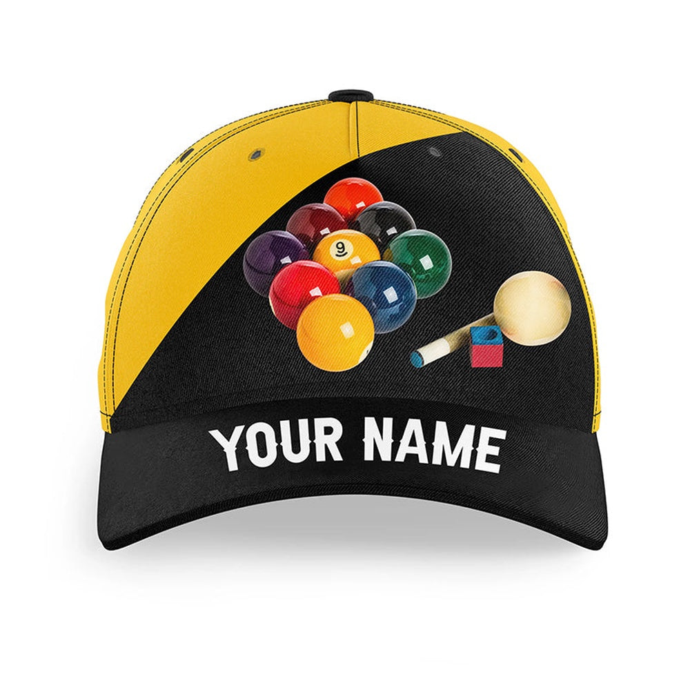 9 Ball Pool Billiards Hats Custom Name 3D Billiard Classic Caps For Pool Player, Personalized Billiard Team Cap Hats