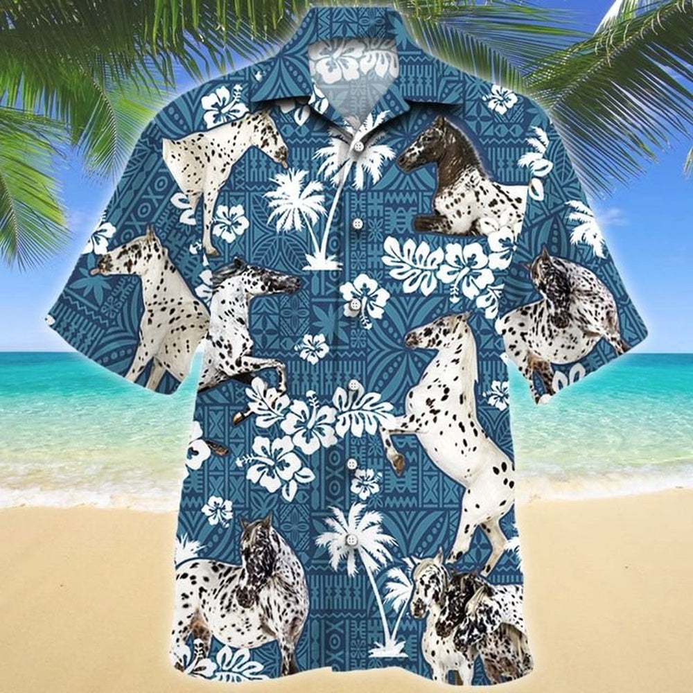 APPALOOSA HORSE Blue Tribal All Over Printed Hawaiian Shirt, Farm Hawaiian Shirt, Farmer Hawaii
