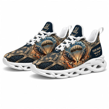 Custom Name Airborne Paratrooper Veteran Max Soul Shoes, Veteran Sneaker