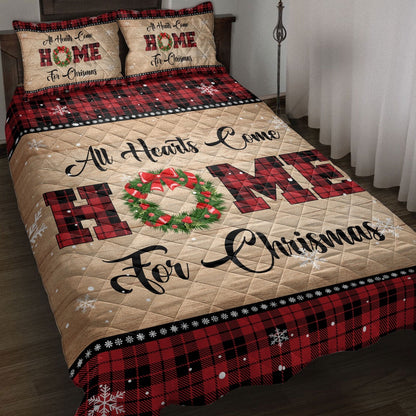 All Hearts Come Homemas Snowflake Red Buffalo Plaid Bedding Set, Christmas Beddings, Xmas Bedding Sets